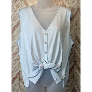 NWT‎ Lou & Grey Women's Light Blue Sleeveless Button Front Tie Front Top XL